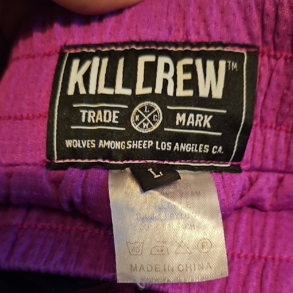 Kill Crew Women's Purple Athletic Shorts with Black Flame Design - Size L - Picture 3 of 3